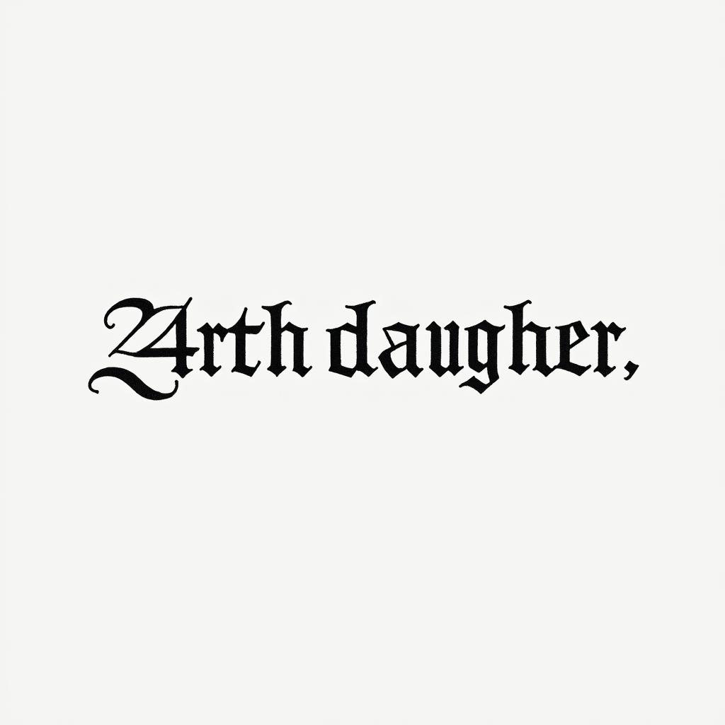 First name of my 4th daughterminimalist text-based tattoo, Monospace font ultra-realistic, perfectly placed, high-quality font design, photo-realistic shading, 8k, high quality, finely detailed typograph - Variation 1