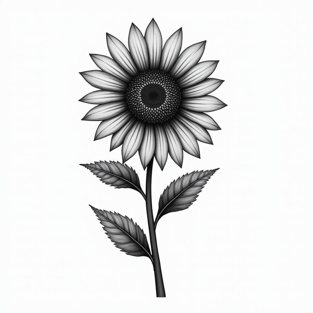 simple sunflowerhigly detailed tattoo