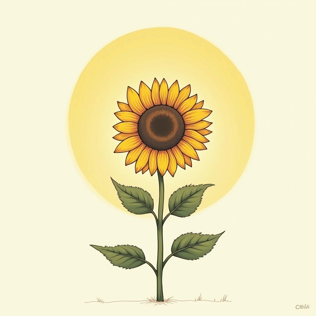 simple sunflowerGhibli, Studio Ghibli aesthetic, hand-drawn anime style, retro nostalgic atmosphere, retro soft pastel color palette with earthy tones, retro Japanese cinematic shot, yellow tint effect, bald character, smooth surface, anime shadow 90's anime style - Variation 2