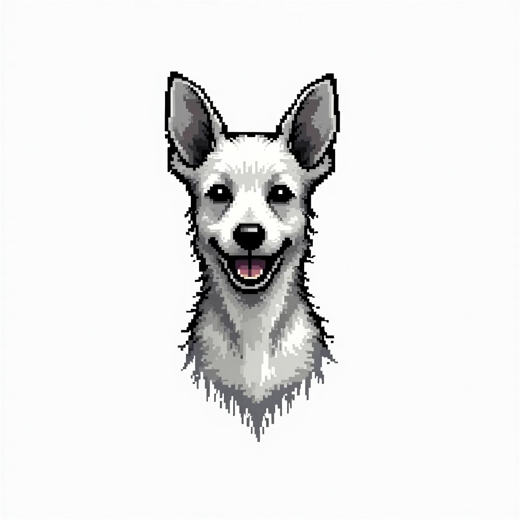 Dogin 8-bit tattoo style, minimalistic pixel style tattoo, pixel art with simplified shapes and retro gaming visuals, inspired by 8-bit pixel based detailing - Variation 3