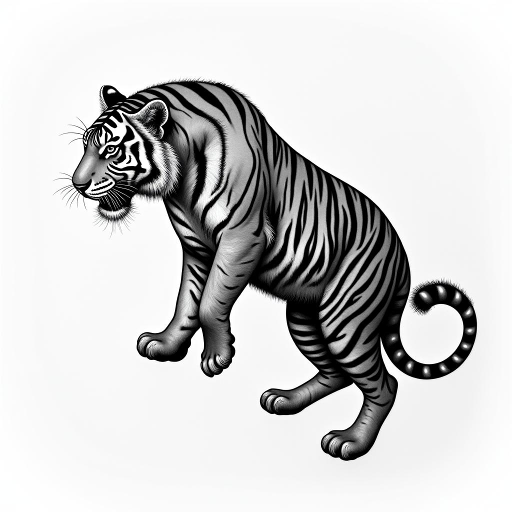 A tiger that’s stretched outhigly detailed tattoo - Variation 5