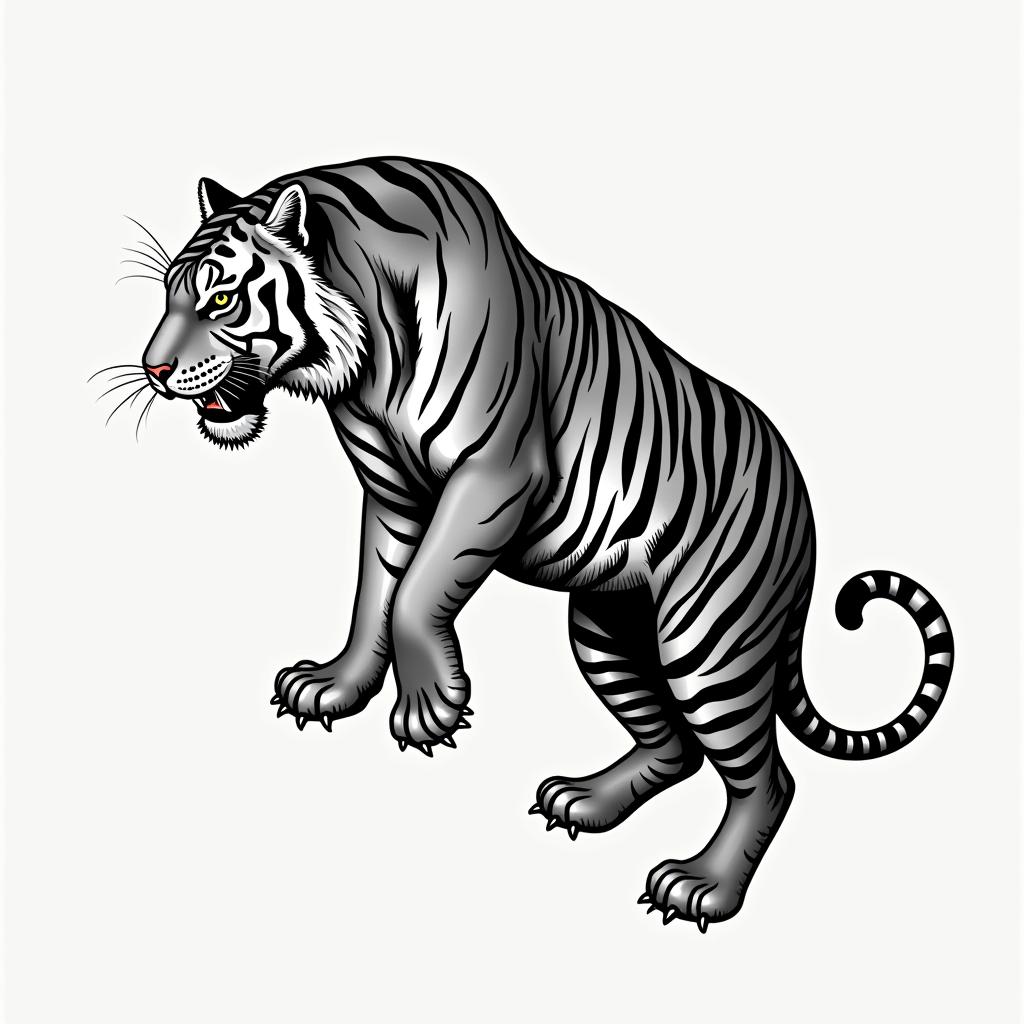 A tiger that’s stretched outhigly detailed tattoo - Variation 4