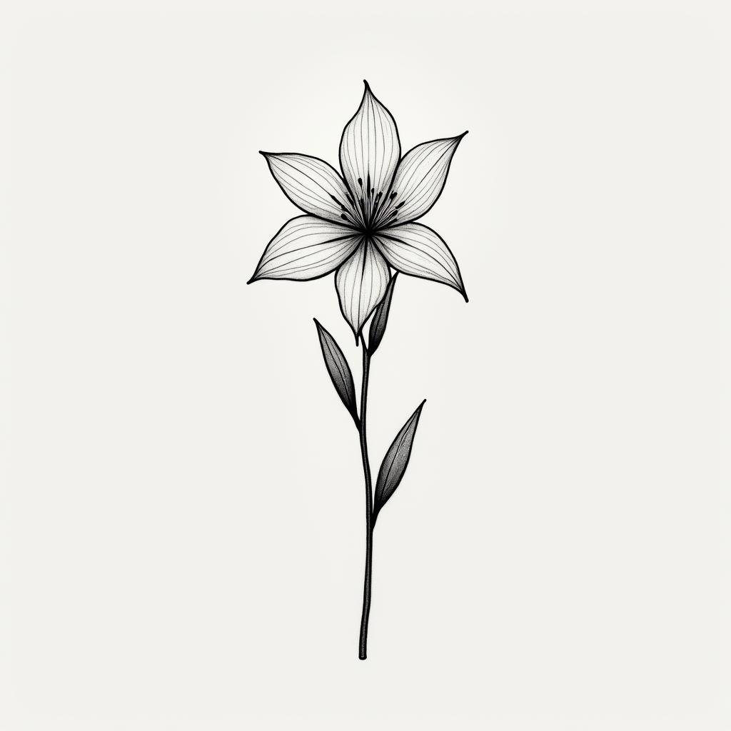 Delicate Hyacinth flower for inner wrist with a 69 for cancer symbol astrologyin minimalist style tattoo, featuring simple shapes and fine lines, with minimal shading and details, tiny triangles, creating a sense of balance and harmony - Variation 2