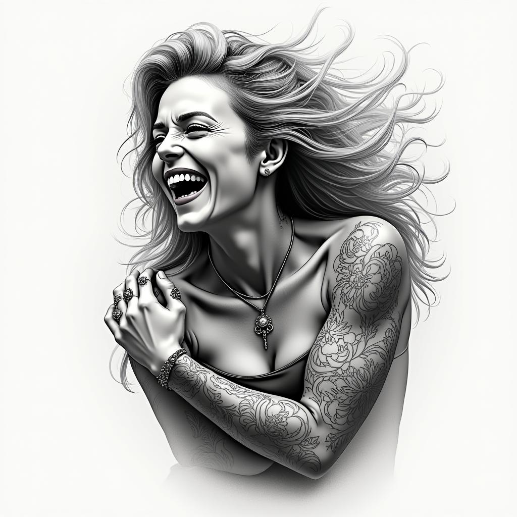 Strength tenacity power generous realisticin bohemian style tattoo, 8k - Variation 2