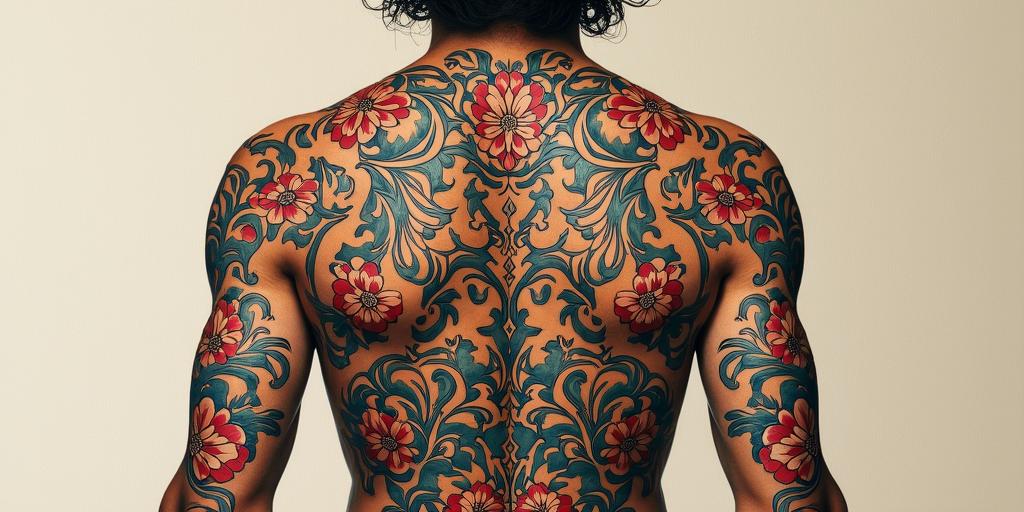 Me in past lifein ornamental tattoo style, featuring intricate symmetrical patterns and floral designs, showcasing highly detailed line work and geometric shapes, creating a sense of elegance and balance - Variation 2