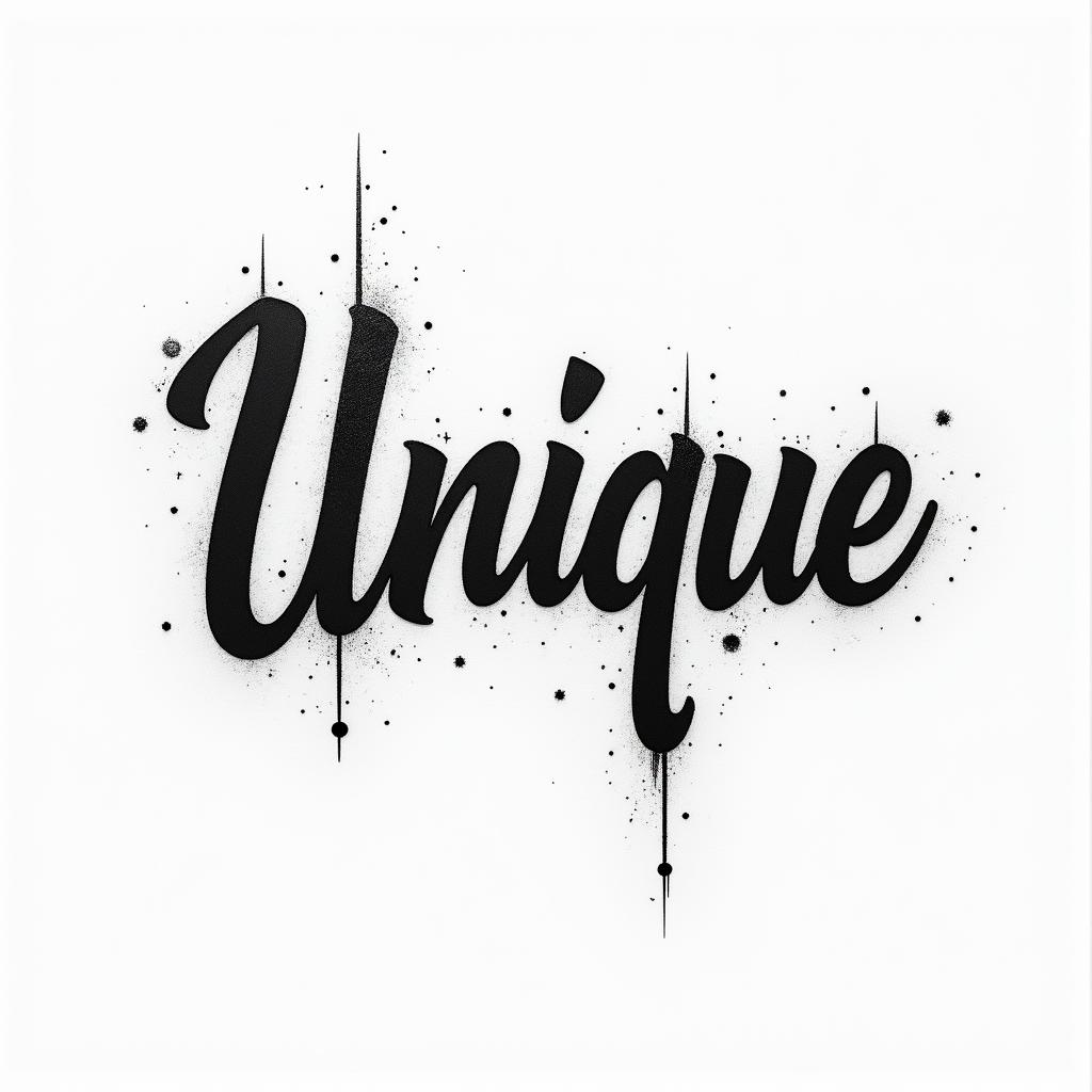 Name tattoo “Unique”higly detailed tattoo - Variation 3