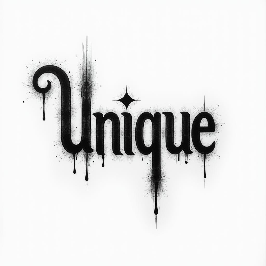 Name tattoo “Unique”higly detailed tattoo - Variation 4