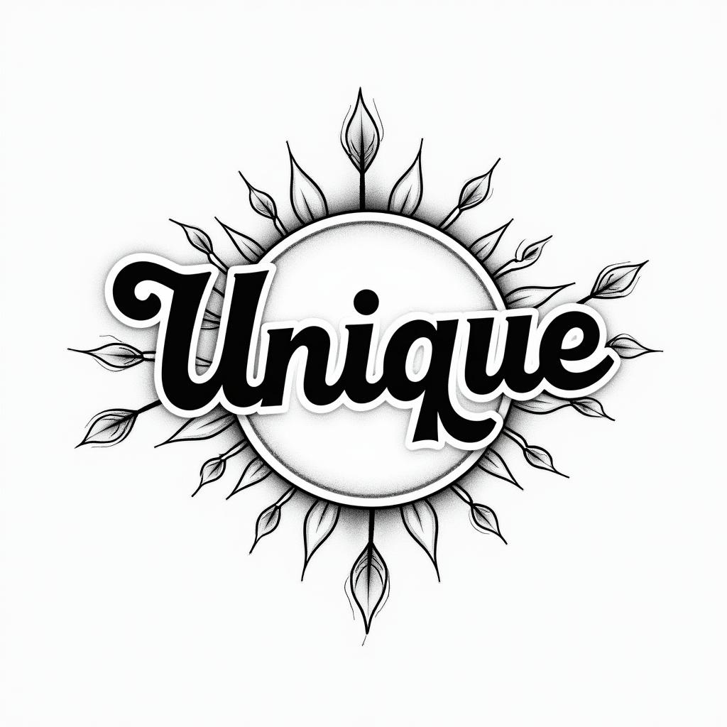 Name tattoo “Unique”higly detailed tattoo - Variation 2