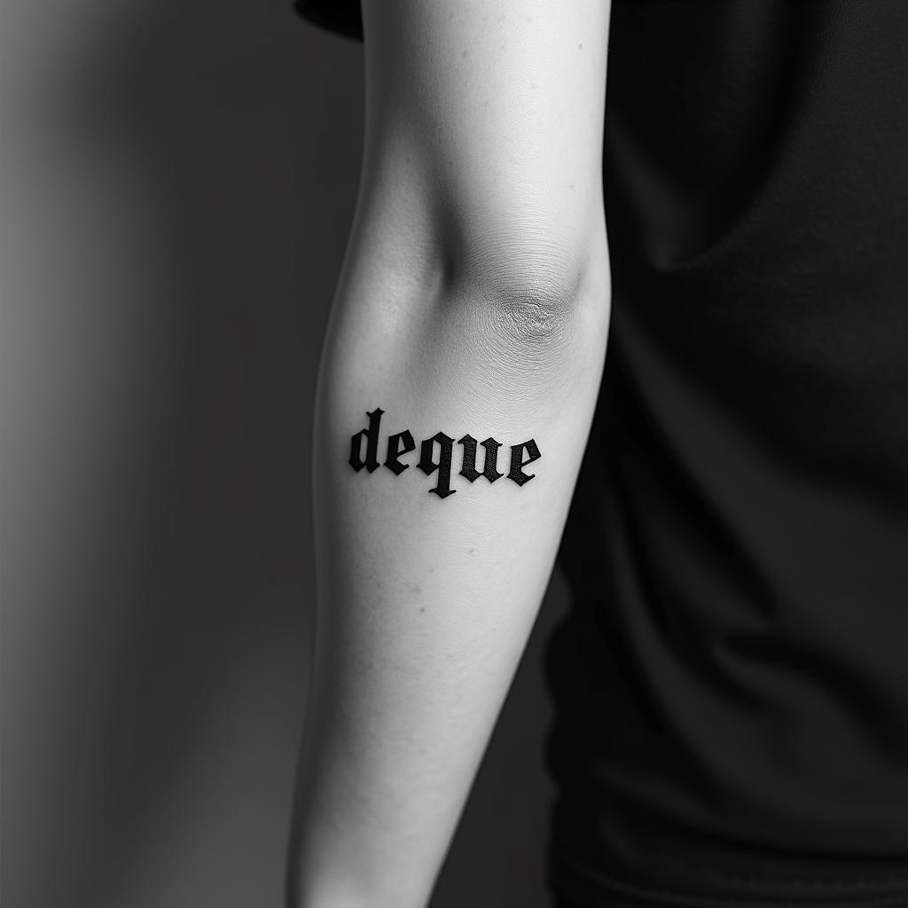 Unique nameminimalist text-based tattoo, Monospace font ultra-realistic, perfectly placed, high-quality font design, photo-realistic shading, 8k, high quality, finely detailed typograph - Variation 6