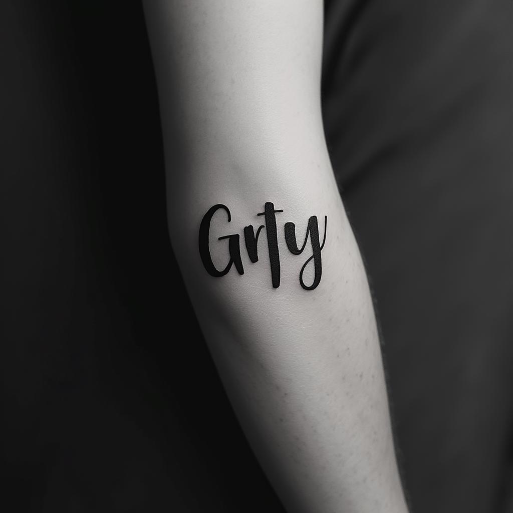Unique nameminimalist text-based tattoo, Monospace font ultra-realistic, perfectly placed, high-quality font design, photo-realistic shading, 8k, high quality, finely detailed typograph - Variation 5