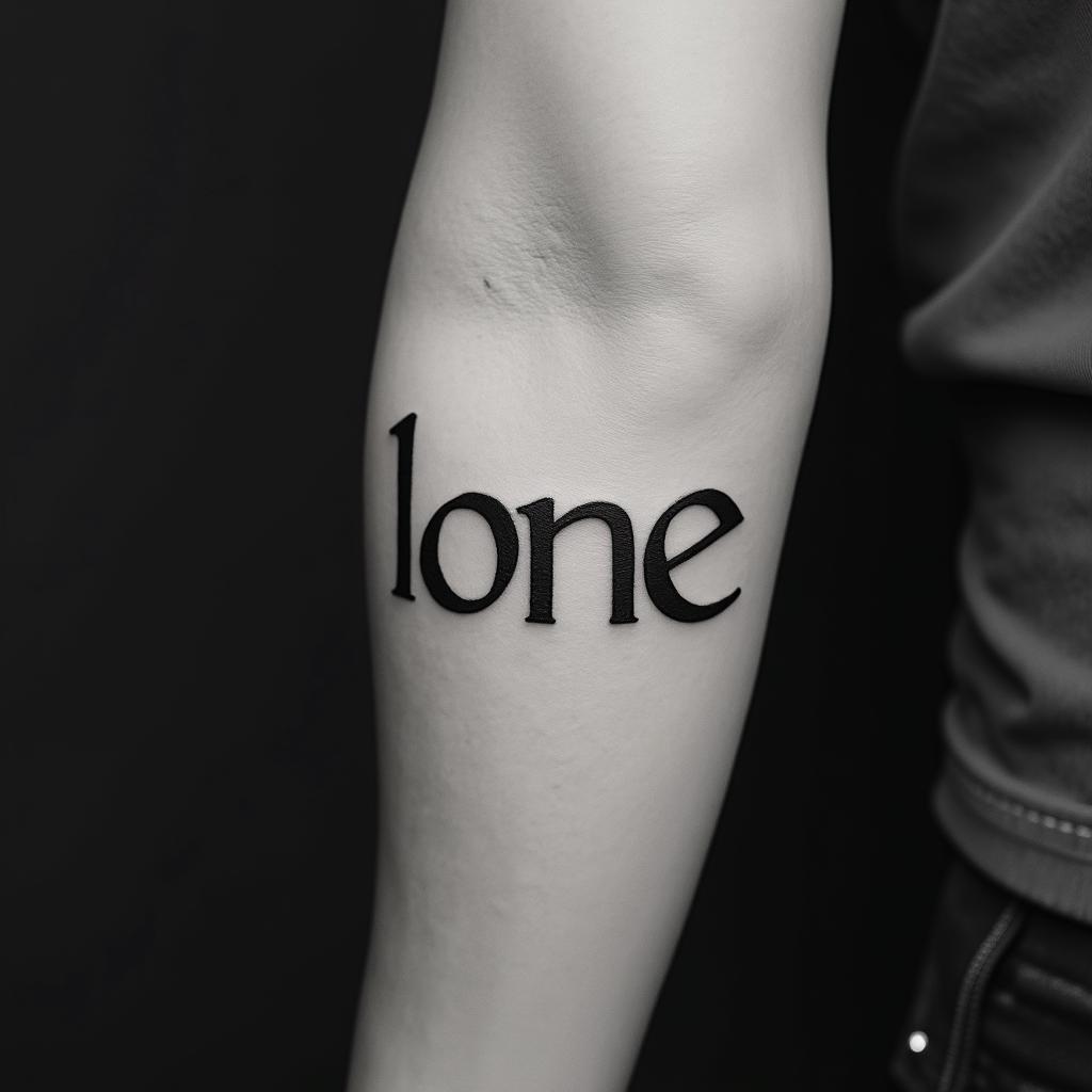 Unique nameminimalist text-based tattoo, Monospace font ultra-realistic, perfectly placed, high-quality font design, photo-realistic shading, 8k, high quality, finely detailed typograph - Variation 2