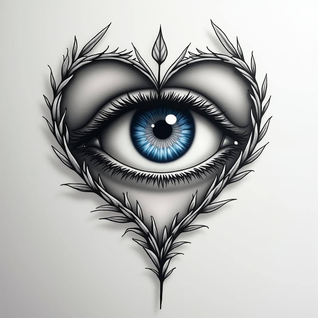 A meaningful tattoo design symbolizing eternal connection and gratitude, featuring a blue eye as a lucky charm, with the date 30.09.1980 integrated in a loving and heartfelt style, celebrating the memory of a beloved mother.higly detailed tattoo - Variation 2