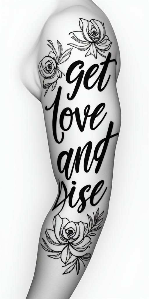 “UNIQUE”in elegant cursive calligraphy style 2d tattoo, decorate with roses, featuring a smooth and flowing handwritten script with slightly thickened strokes for a luxurious and bold appearance, heart symbol between names, sleek and glossy black text with shadowing, minimalist matte white background, clean and sharp edges, illuminated with soft lighting, romantic, 8k, high-quality textures with refined typography - Variation 2