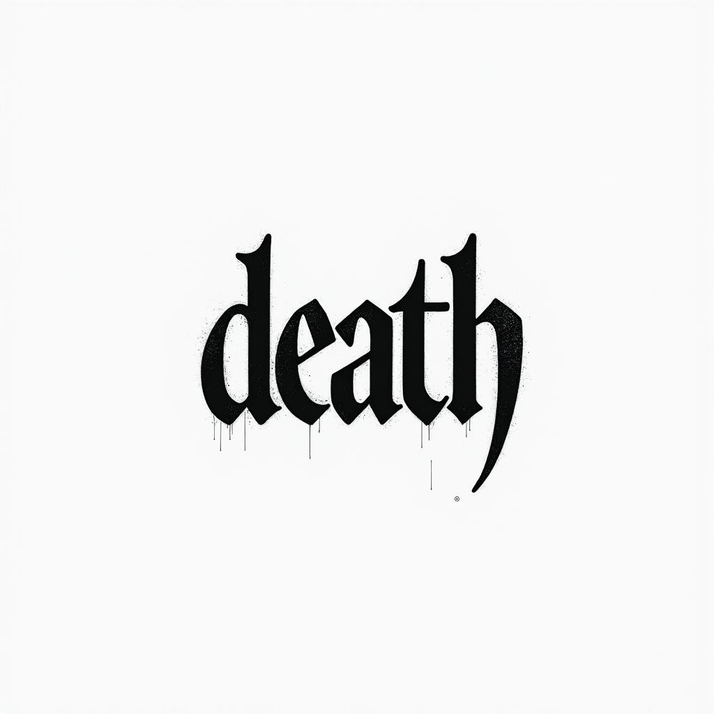 Deathminimalist text-based tattoo, Monospace font ultra-realistic, perfectly placed, high-quality font design, photo-realistic shading, 8k, high quality, finely detailed typograph - Variation 2
