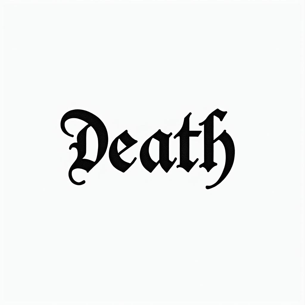 Deathminimalist text-based tattoo, Monospace font ultra-realistic, perfectly placed, high-quality font design, photo-realistic shading, 8k, high quality, finely detailed typograph - Variation 3