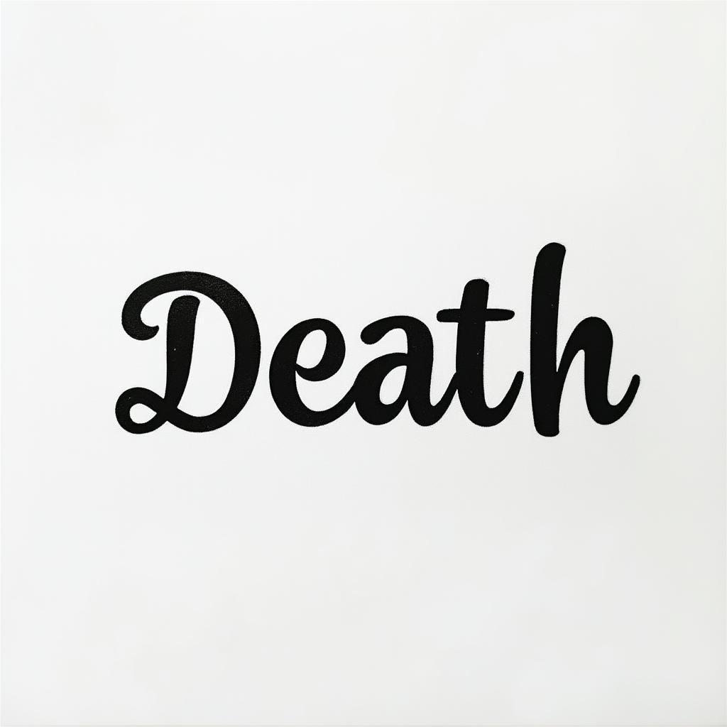 Deathminimalist text-based tattoo, Monospace font ultra-realistic, perfectly placed, high-quality font design, photo-realistic shading, 8k, high quality, finely detailed typograph