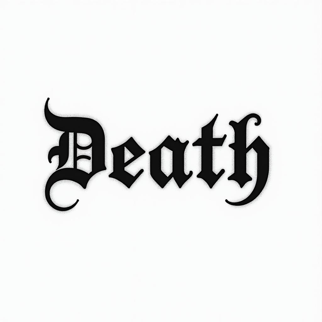Deathminimalist text-based tattoo, Monospace font ultra-realistic, perfectly placed, high-quality font design, photo-realistic shading, 8k, high quality, finely detailed typograph - Variation 4