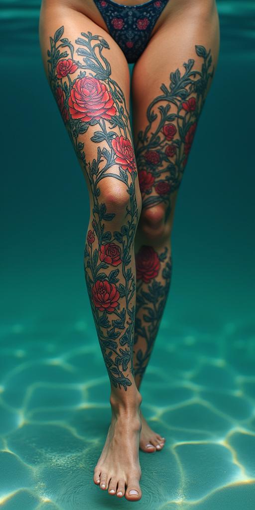 Under water themehigly detailed tattoo