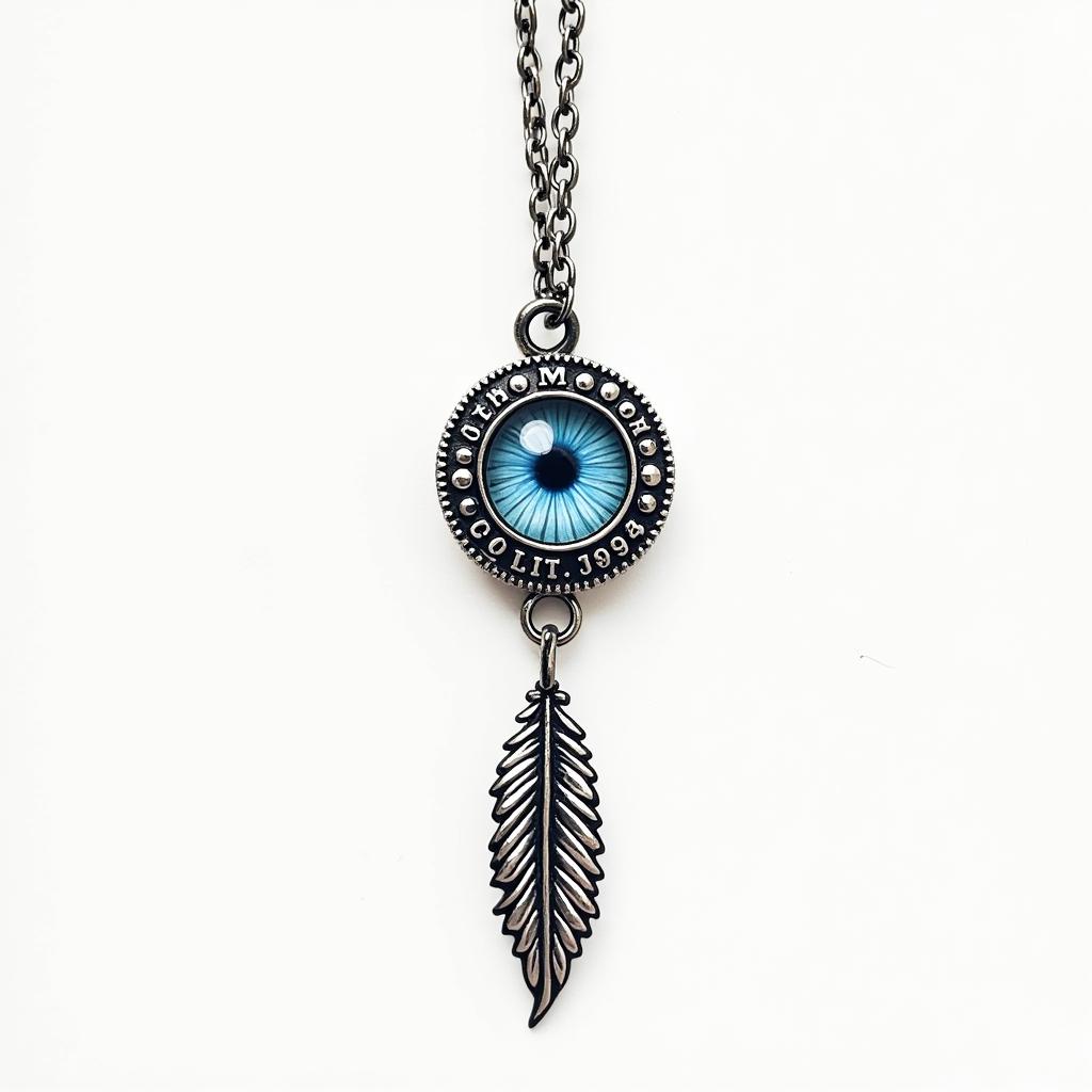 Tattoo Design featuring a simple band chain with a round blue eye as a charm, incorporating the birth date 30.09.1989, symbolizing eternal memory and love for a mother, clean and meaningful style.higly detailed tattoo - Variation 2