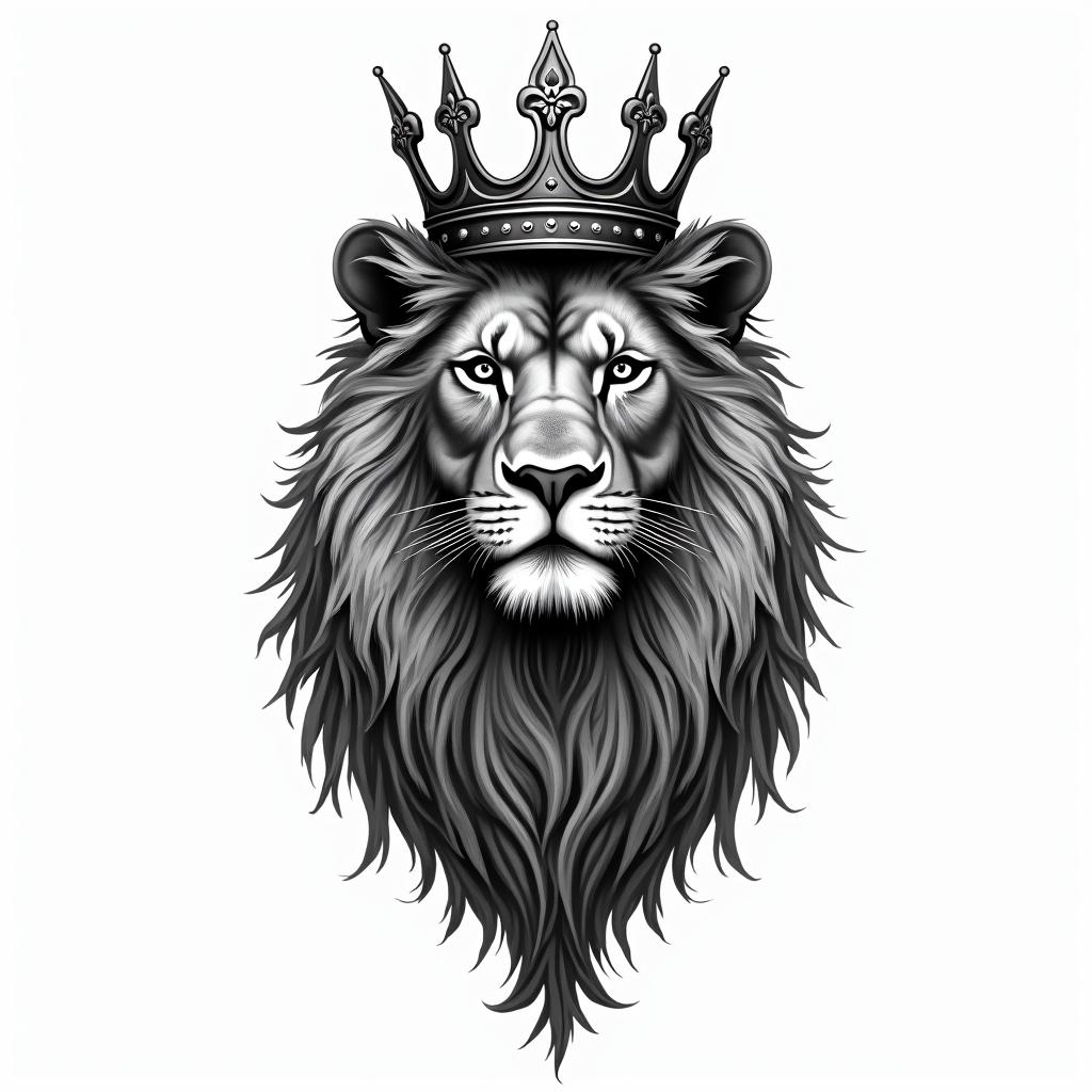 Lioness with crown on headin bohemian style tattoo, 8k - Variation 3