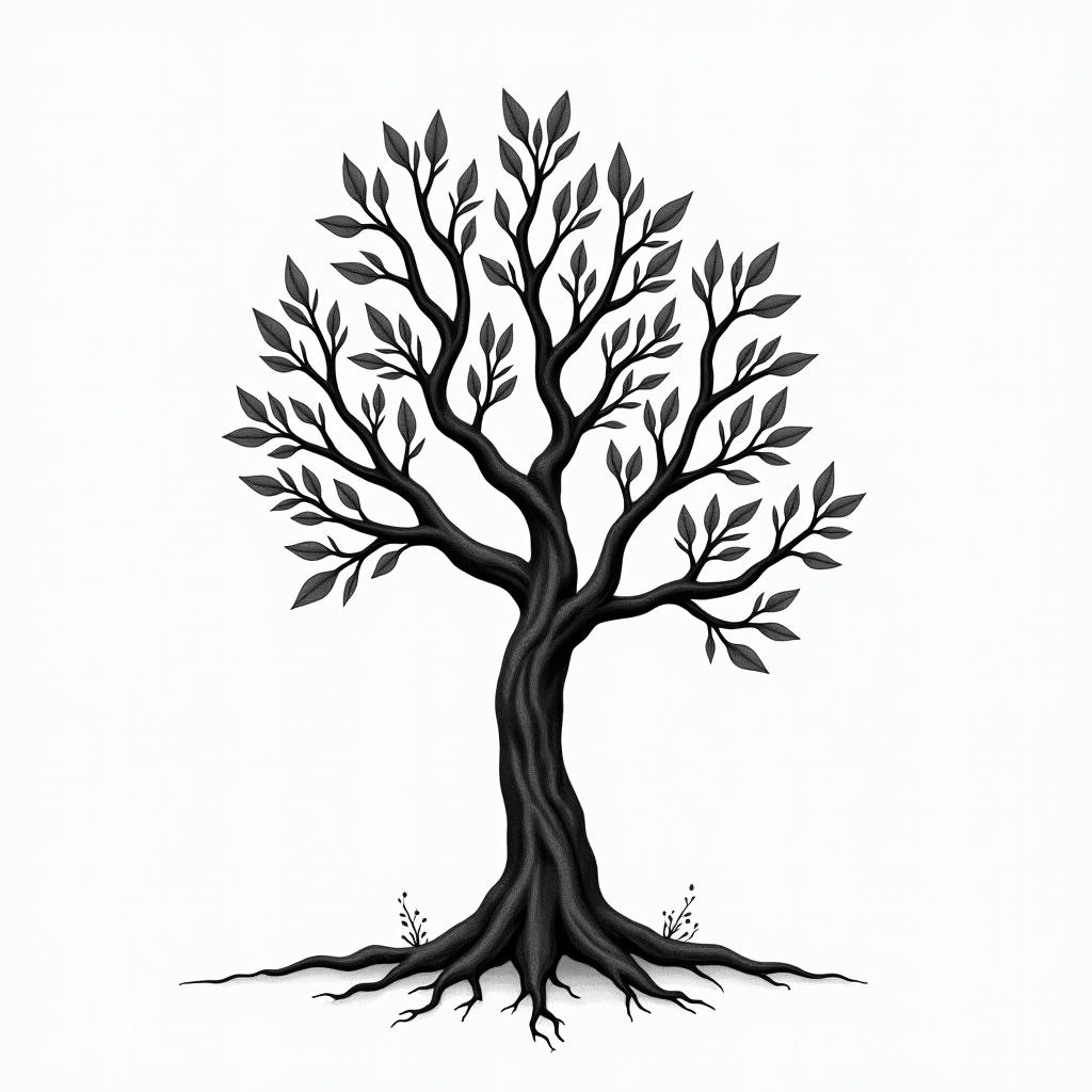 Life tree, 2 apples, 1 on tree, 1 on groundin new school tattoo, pop culture, modern, detailed tattoo, illustrative