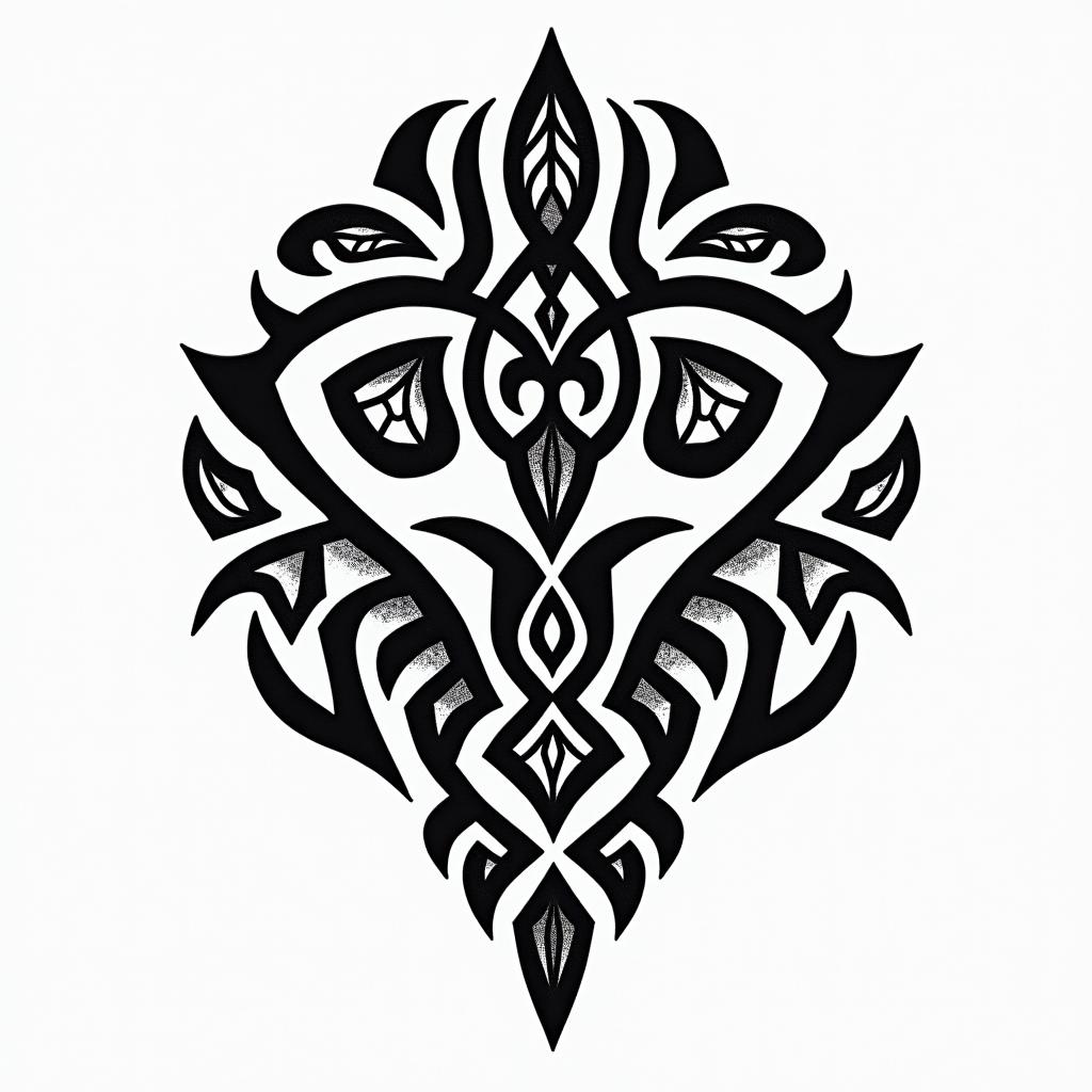 Mom memorialin tribal tattoo style, featuring bold and black geometric shapes, curved lines, intertwine and flow seamlessly, creating a powerful and symbolic design, polynesian and maori styles - Variation 3