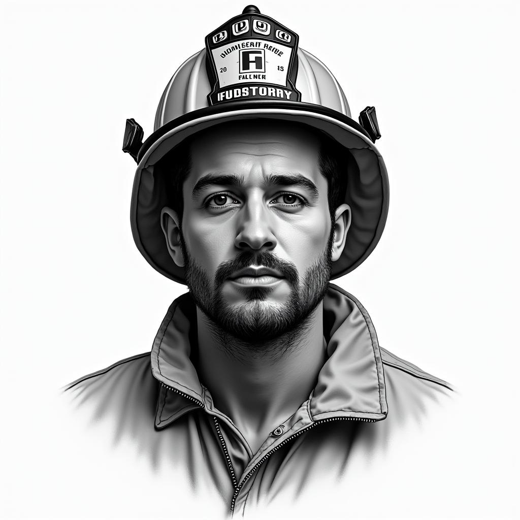 Make me a firefighter portraithigly detailed tattoo - Variation 4