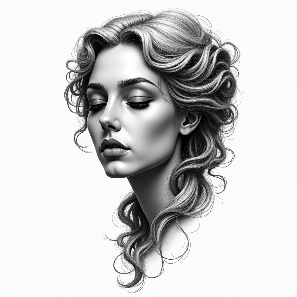 Virgoin realism tattoo style, featuring a highly detailed, lifelike, capturing every detail, photorealistic, ultra realistic, intricate shading, smooth and sharp,   - Variation 2