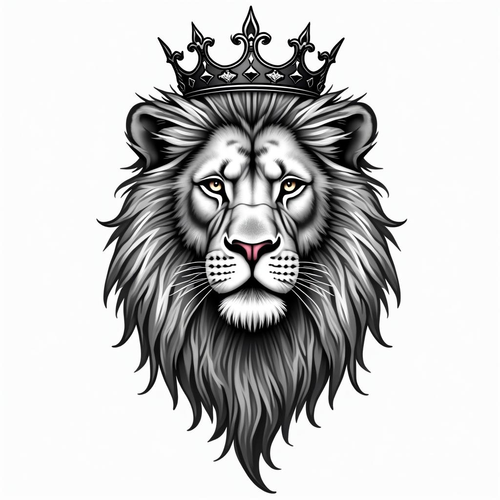 Lioness with crown on headin new school tattoo, pop culture, modern, detailed tattoo, illustrative - Variation 2