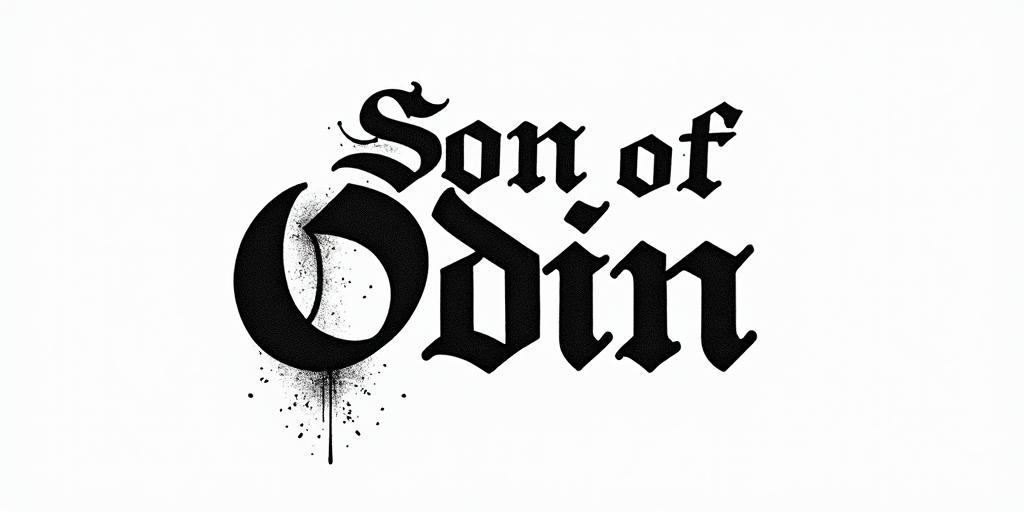 The words Son Of Odintext-based tattoo, gothic font ultra-realistic, perfectly placed, high-quality font design, photo-realistic shading, 8k, high quality, finely detailed typography - Variation 47