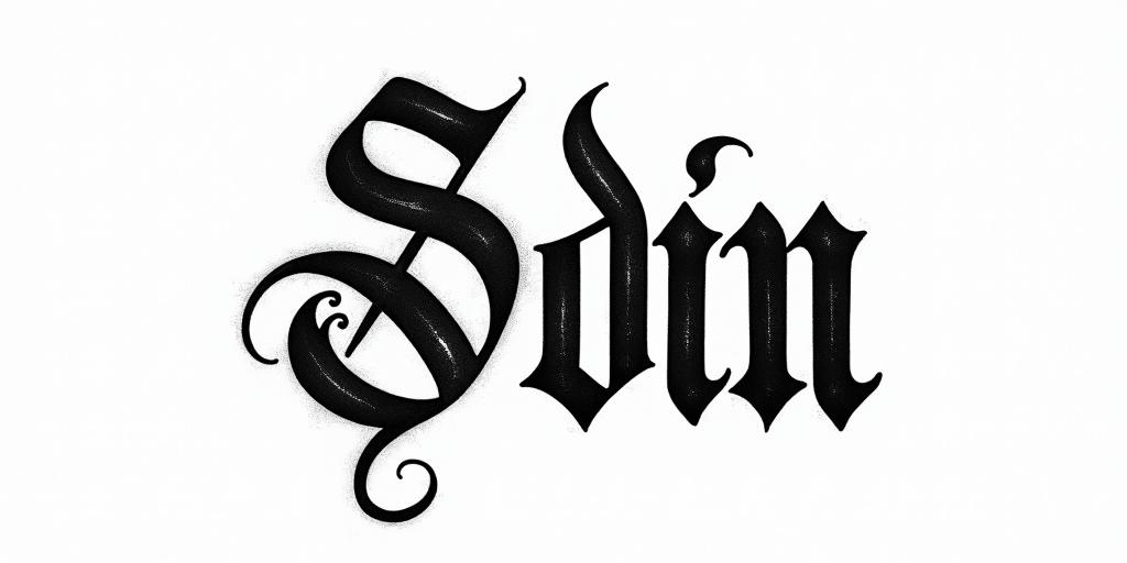 The words Son Of Odintext-based tattoo, gothic font ultra-realistic, perfectly placed, high-quality font design, photo-realistic shading, 8k, high quality, finely detailed typography - Variation 45