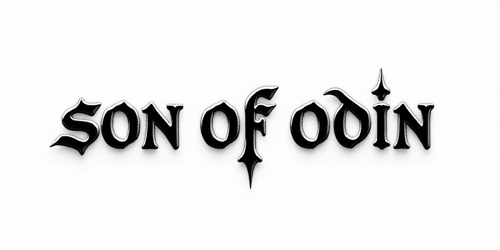 The words Son Of Odintext-based tattoo, gothic font ultra-realistic, perfectly placed, high-quality font design, photo-realistic shading, 8k, high quality, finely detailed typography - Variation 48