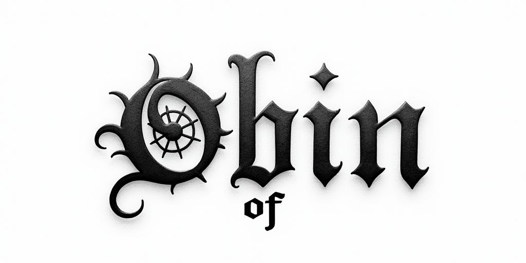 The words Son Of Odintext-based tattoo, gothic font ultra-realistic, perfectly placed, high-quality font design, photo-realistic shading, 8k, high quality, finely detailed typography - Variation 34
