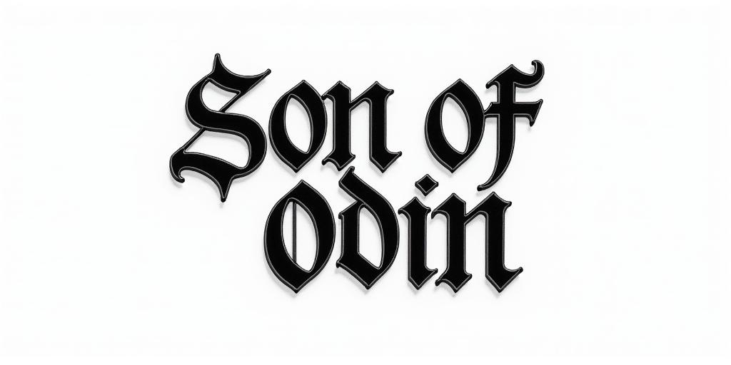The words Son Of Odintext-based tattoo, gothic font ultra-realistic, perfectly placed, high-quality font design, photo-realistic shading, 8k, high quality, finely detailed typography - Variation 36