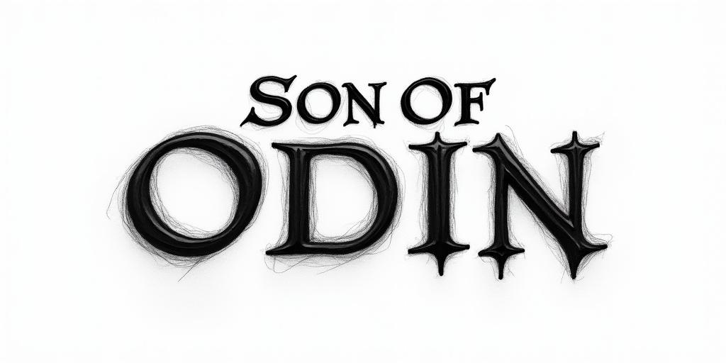 The words Son Of Odintext-based tattoo, gothic font ultra-realistic, perfectly placed, high-quality font design, photo-realistic shading, 8k, high quality, finely detailed typography - Variation 33