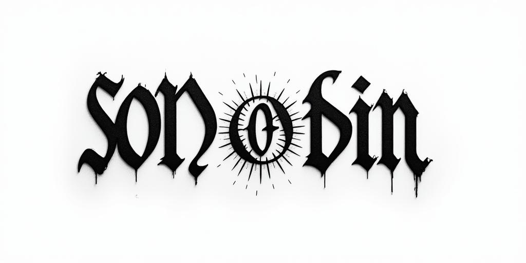 The words Son Of Odintext-based tattoo, gothic font ultra-realistic, perfectly placed, high-quality font design, photo-realistic shading, 8k, high quality, finely detailed typography - Variation 28