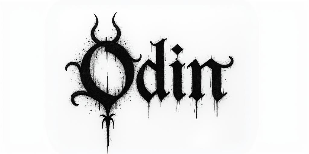 The words Son Of Odintext-based tattoo, gothic font ultra-realistic, perfectly placed, high-quality font design, photo-realistic shading, 8k, high quality, finely detailed typography - Variation 26