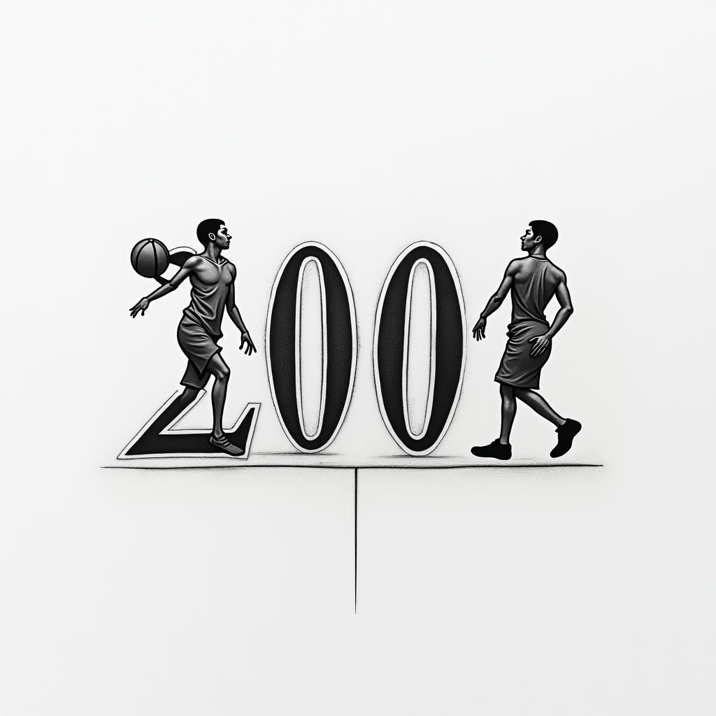 Minimalist black and white tattoo that symbolizes basketball and the bond with friends. Integrate the number "2008" as an important year, possibly in an elegant font, to mark the beginning of a life journey.higly detailed tattoo - Variation 4