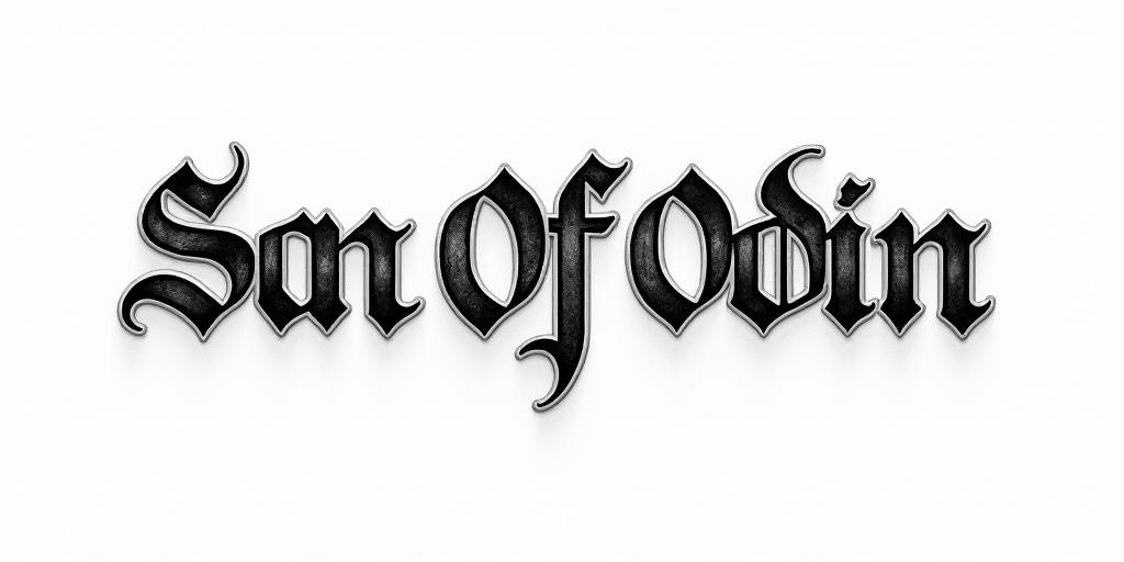 The words Son Of Odintext-based tattoo, gothic font ultra-realistic, perfectly placed, high-quality font design, photo-realistic shading, 8k, high quality, finely detailed typography - Variation 21