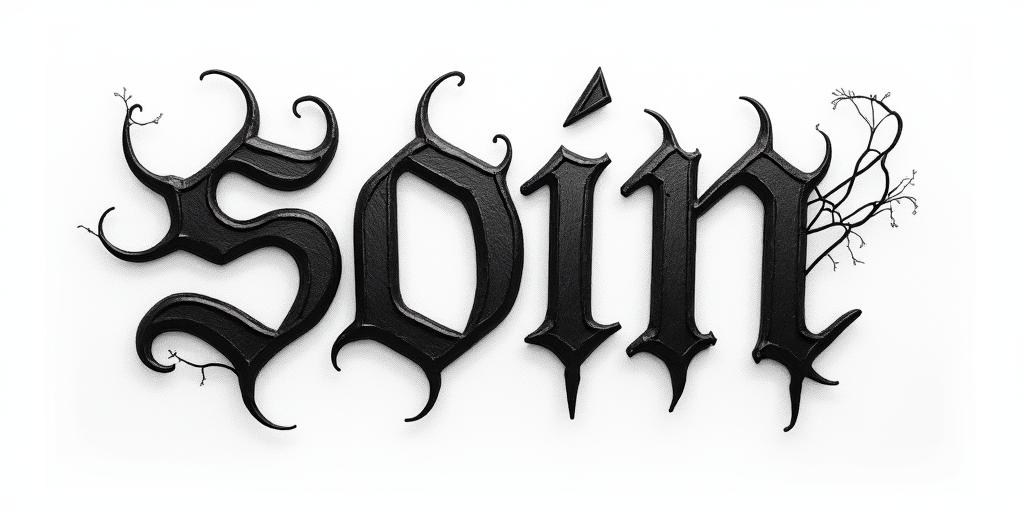 The words Son Of Odintext-based tattoo, gothic font ultra-realistic, perfectly placed, high-quality font design, photo-realistic shading, 8k, high quality, finely detailed typography - Variation 24
