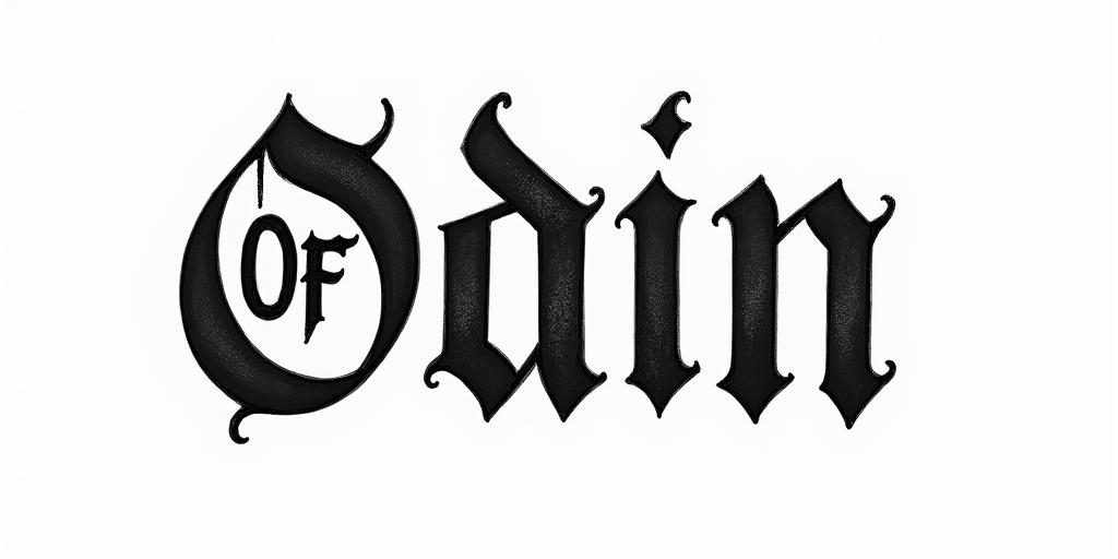 The words Son Of Odintext-based tattoo, gothic font ultra-realistic, perfectly placed, high-quality font design, photo-realistic shading, 8k, high quality, finely detailed typography - Variation 23