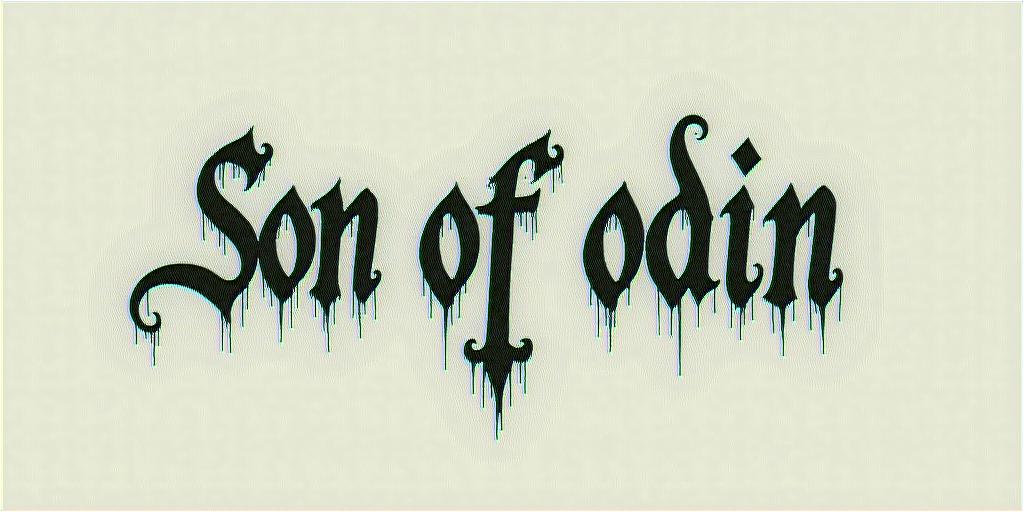 The words Son Of Odintext-based tattoo, gothic font ultra-realistic, perfectly placed, high-quality font design, photo-realistic shading, 8k, high quality, finely detailed typography - Variation 20
