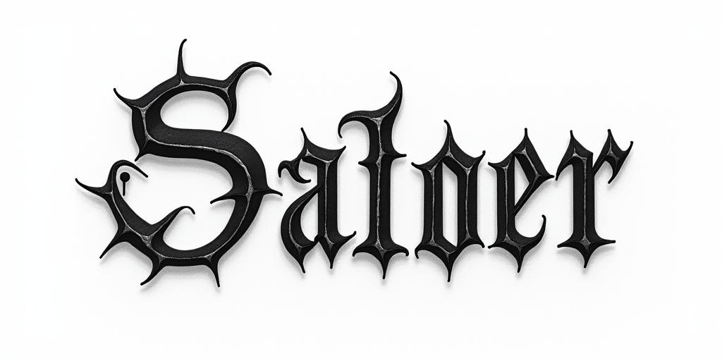 The words Son Of Odintext-based tattoo, gothic font ultra-realistic, perfectly placed, high-quality font design, photo-realistic shading, 8k, high quality, finely detailed typography - Variation 16