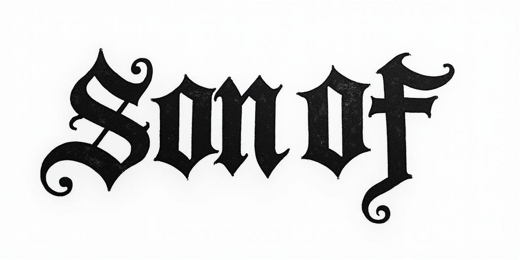 The words Son Of Odintext-based tattoo, gothic font ultra-realistic, perfectly placed, high-quality font design, photo-realistic shading, 8k, high quality, finely detailed typography - Variation 14