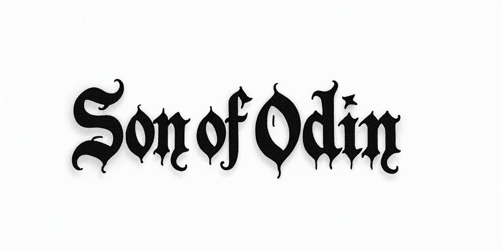 The words Son Of Odintext-based tattoo, gothic font ultra-realistic, perfectly placed, high-quality font design, photo-realistic shading, 8k, high quality, finely detailed typography - Variation 3