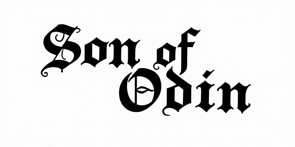 The words Son Of Odintext-based tattoo, gothic font ultra-realistic, perfectly placed, high-quality font design, photo-realistic shading, 8k, high quality, finely detailed typography - Variation 2
