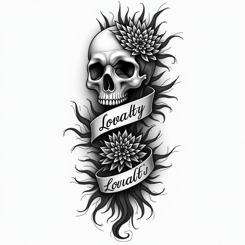 Loyalty in Chicano scripthigly detailed tattoo - Variation 3