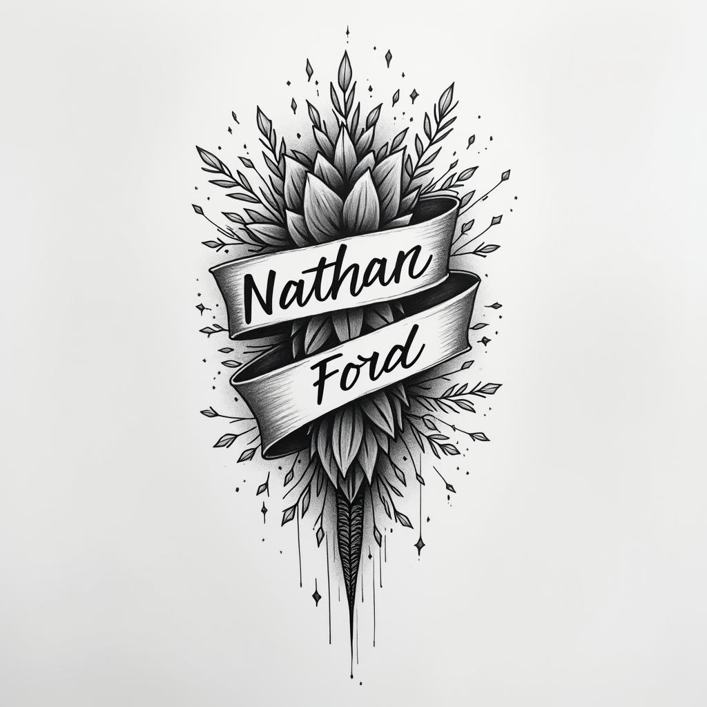 Small writing tattoo Nathan Michael Ford 11.11.2022higly detailed tattoo - Variation 6
