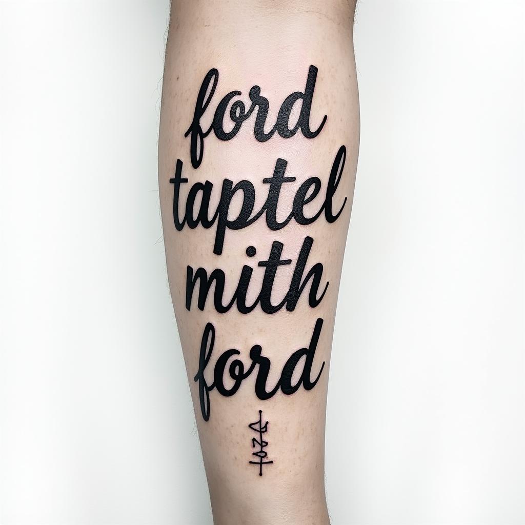 Small writing tattoo Nathan Michael Ford 11.11.2022higly detailed tattoo