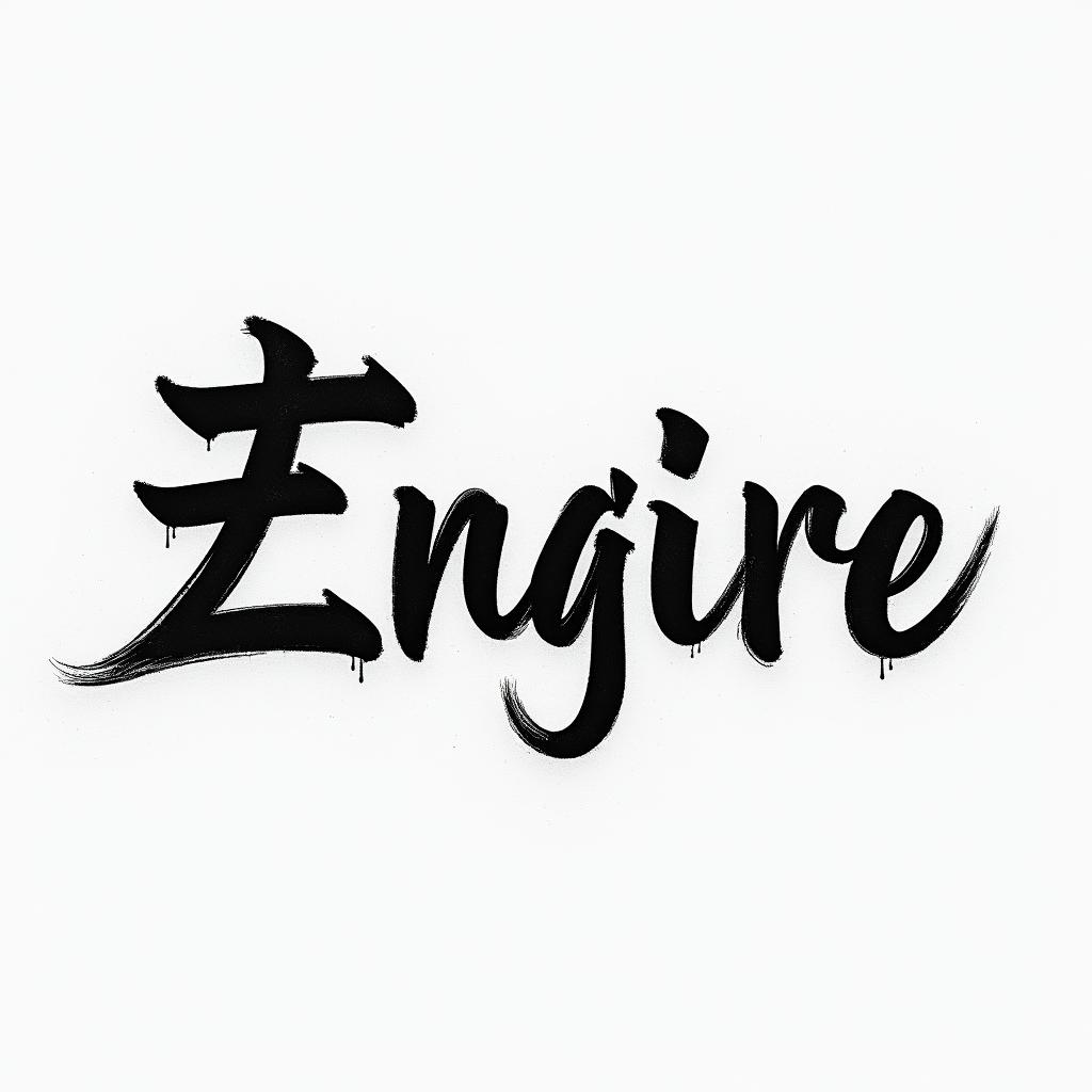 Enriquetext-based tattoo, japanese font ultra-realistic, perfectly placed, high-quality font design, photo-realistic shading, 8k, high quality, finely detailed typograph